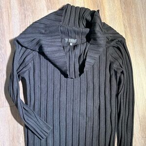 Eloquii Black Cowl Neck Ribbed Knit Sweater